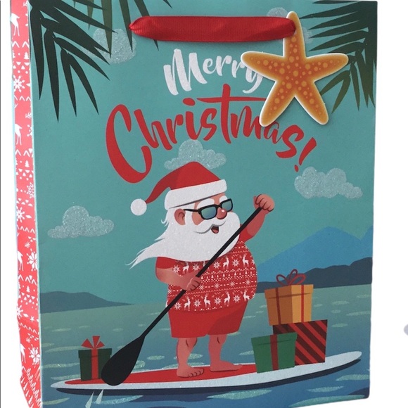 Alef Party Supplies Nautical Christmas Gift Bags Beach Coastal Set 2
